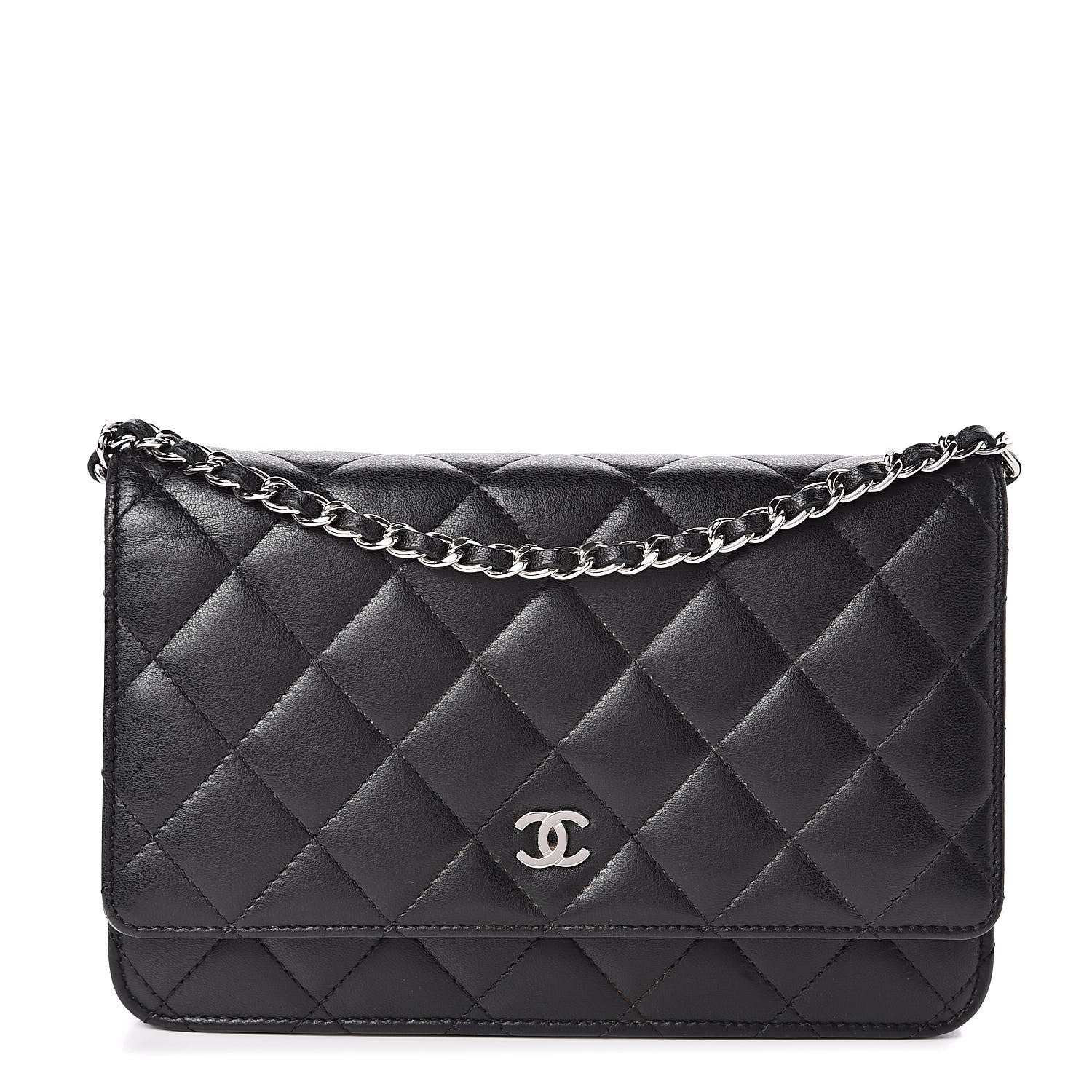 Chanel Lambskin Quilted Wallet On Chain WOC Black 1 of 11