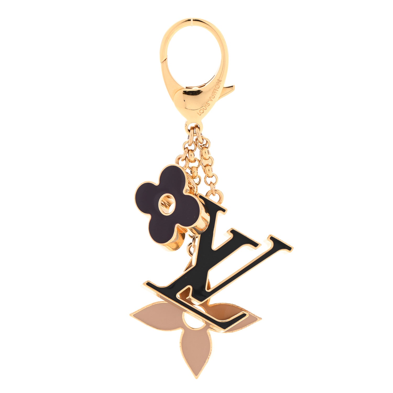 Louis Vuitton Metal Enamel Fleur De Monogram Bag Charm Dore 1 of 4