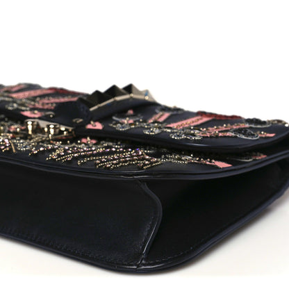 Valentino Garavani Vitello Crystal Loveblade Embellished Medium Glam Lock Rockstud Flap Black 9 of 12