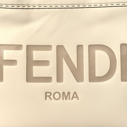 Fendi Vitello King Plexiglass Logo Embossed Large Fendi Sunshine Shopper Tote White Ice 6 of 8