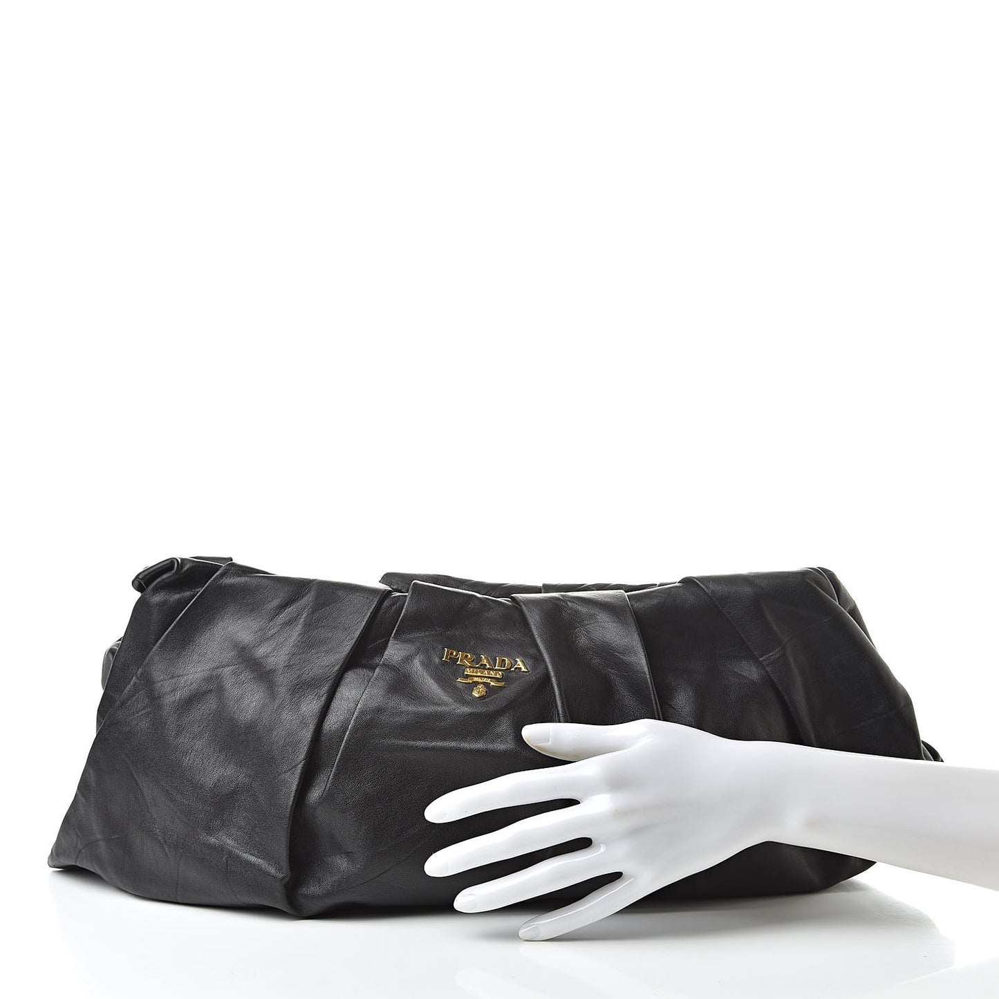 Nappa Pleated Clutch Black