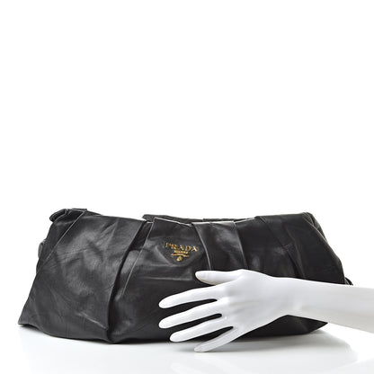Prada Nappa Pleated Clutch Black 2 of 9