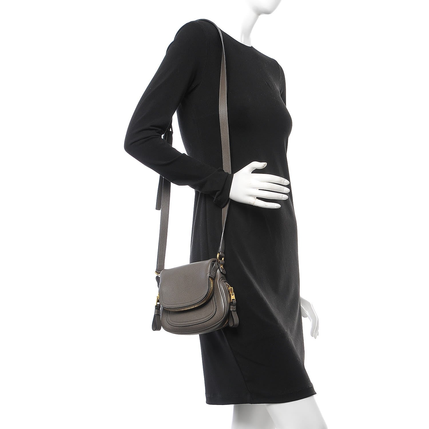 Tom Ford Calfskin Mini Jennifer Crossbody Bag Grey 2 of 6