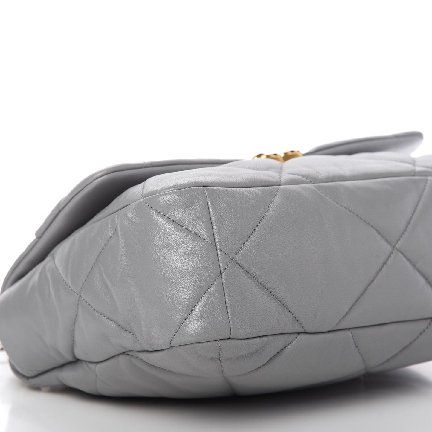 Goatskin Quilted Large Chanel 19 Flap Grey