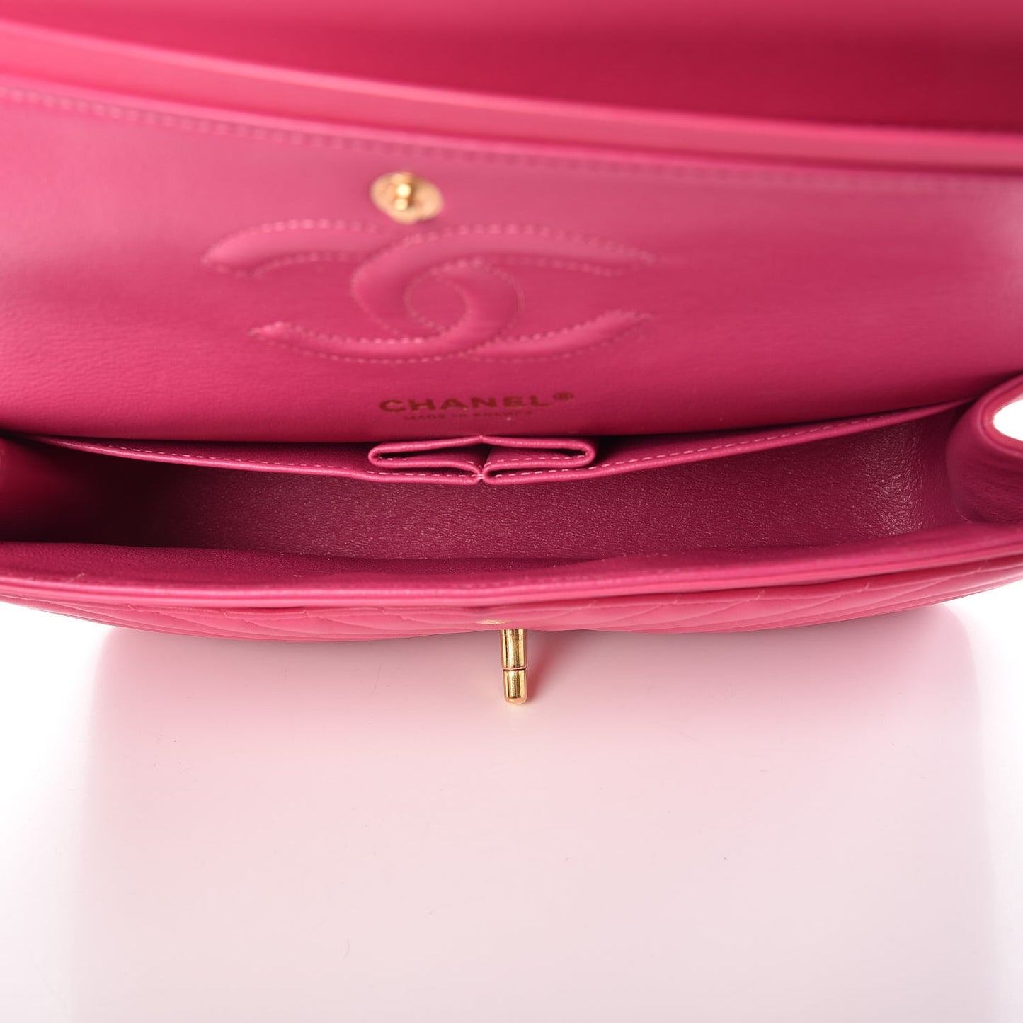 Lambskin Chevron Quilted Medium Double Flap Pink