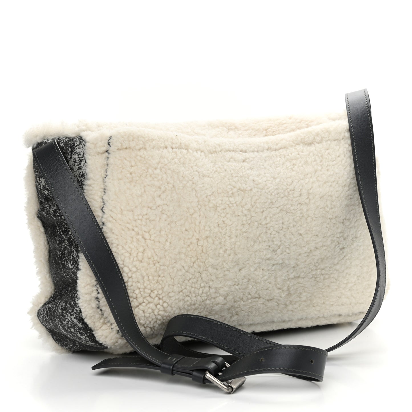 Shearling Lambskin Messenger Bag Grey