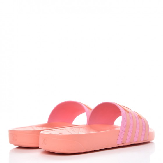 Rubber CC Flat Slide Sandals 35 Orange Pink