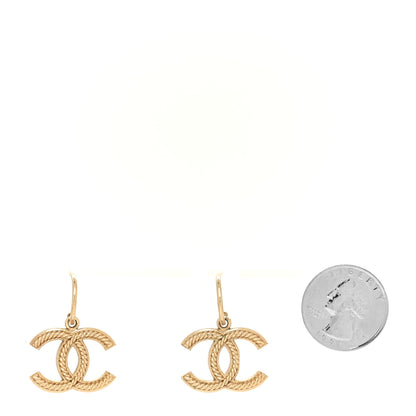 Chanel Metal CC Rope Hoop Drop Earring Gold 2 of 4
