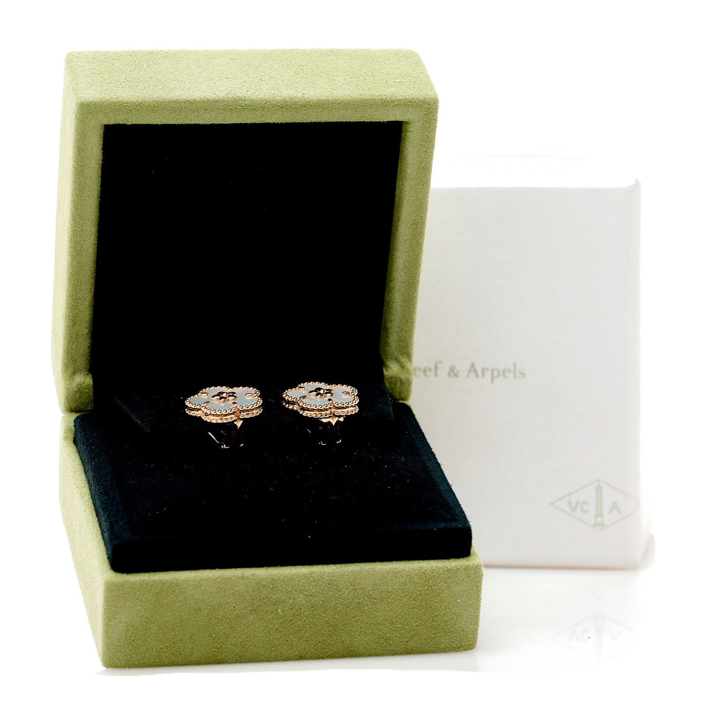 18K Rose Gold Mother of Pearl Lucky Springs Plum Blossom Earrings