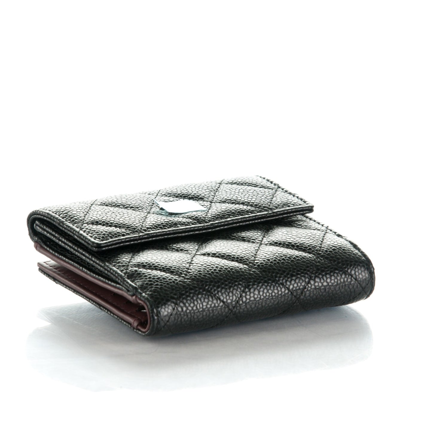 Caviar Quilted Compact French Flap Wallet Black
