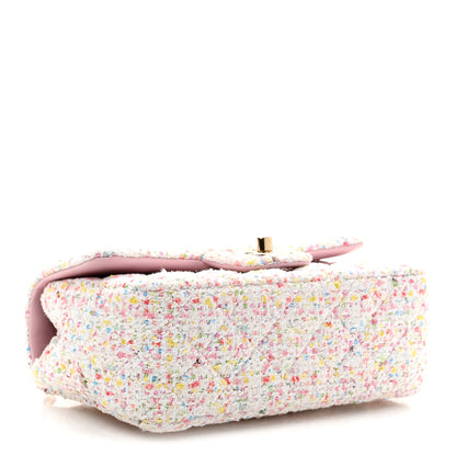 Chanel Tweed Sequin Quilted Mini Rectangular Flap White Pink Green Blue 4 of 11