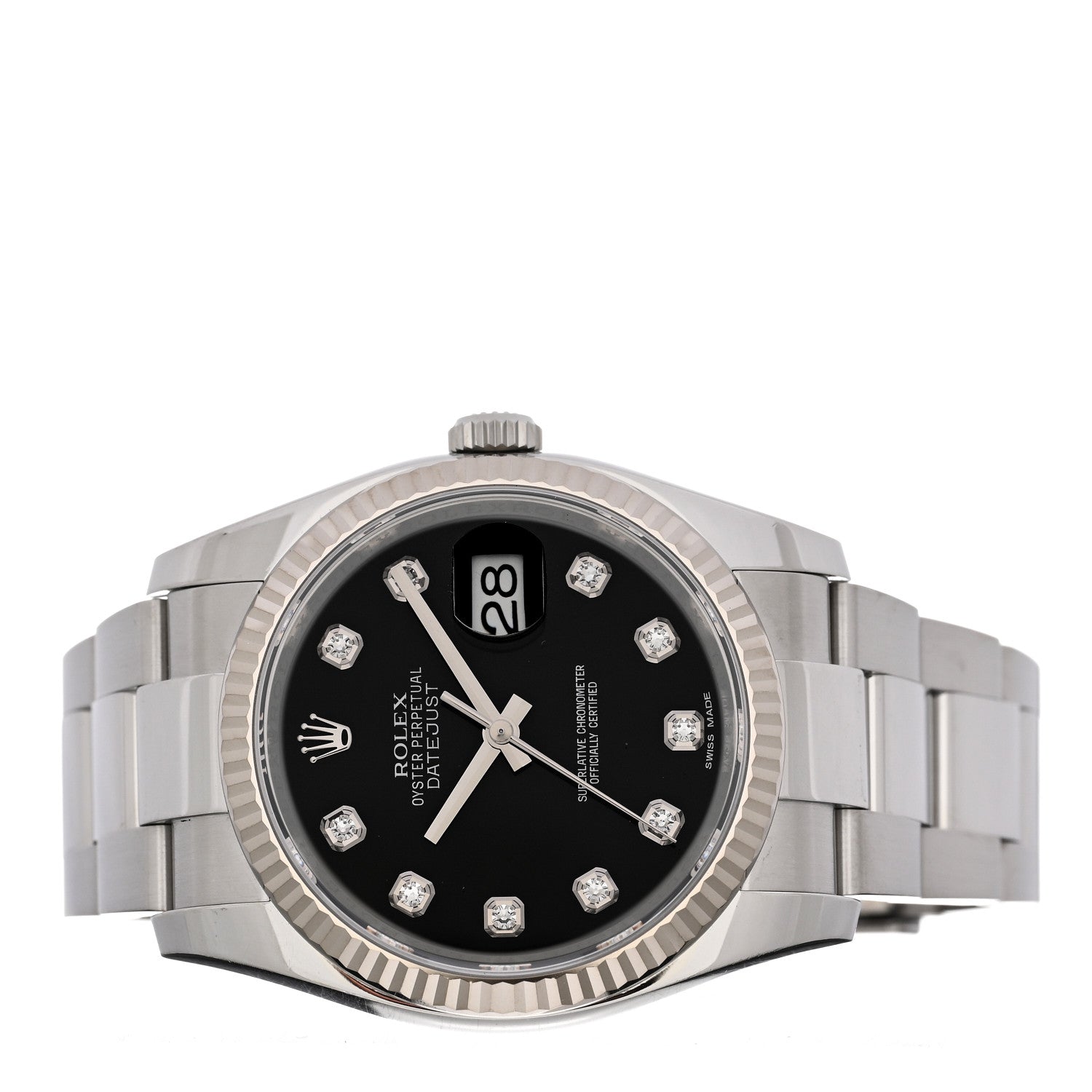 Rolex Stainless Steel 18K White Gold Diamond 36mm Oyster Perpetual Datejust Watch Black 116234 2 of 5