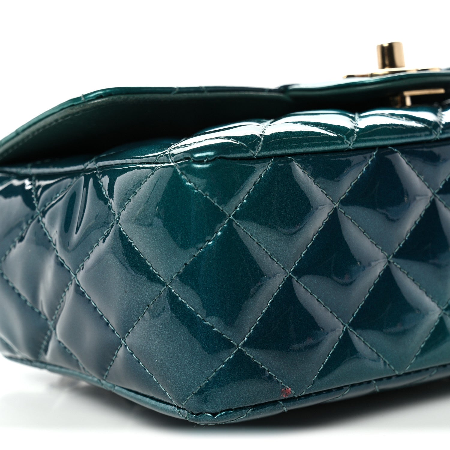 Chanel Shaded Patent Calfskin Quilted Mini Rectangular Flap Green Blue 9 of 11
