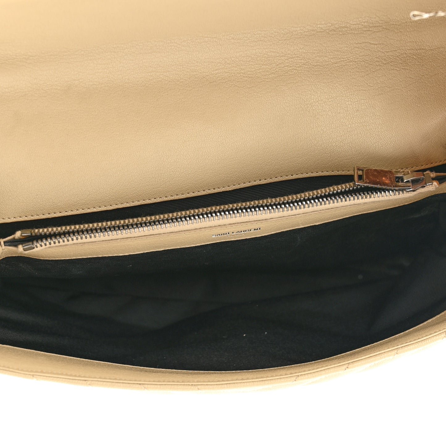 Sheepskin Matelasse Chevron Monogram Large College Satchel Beige
