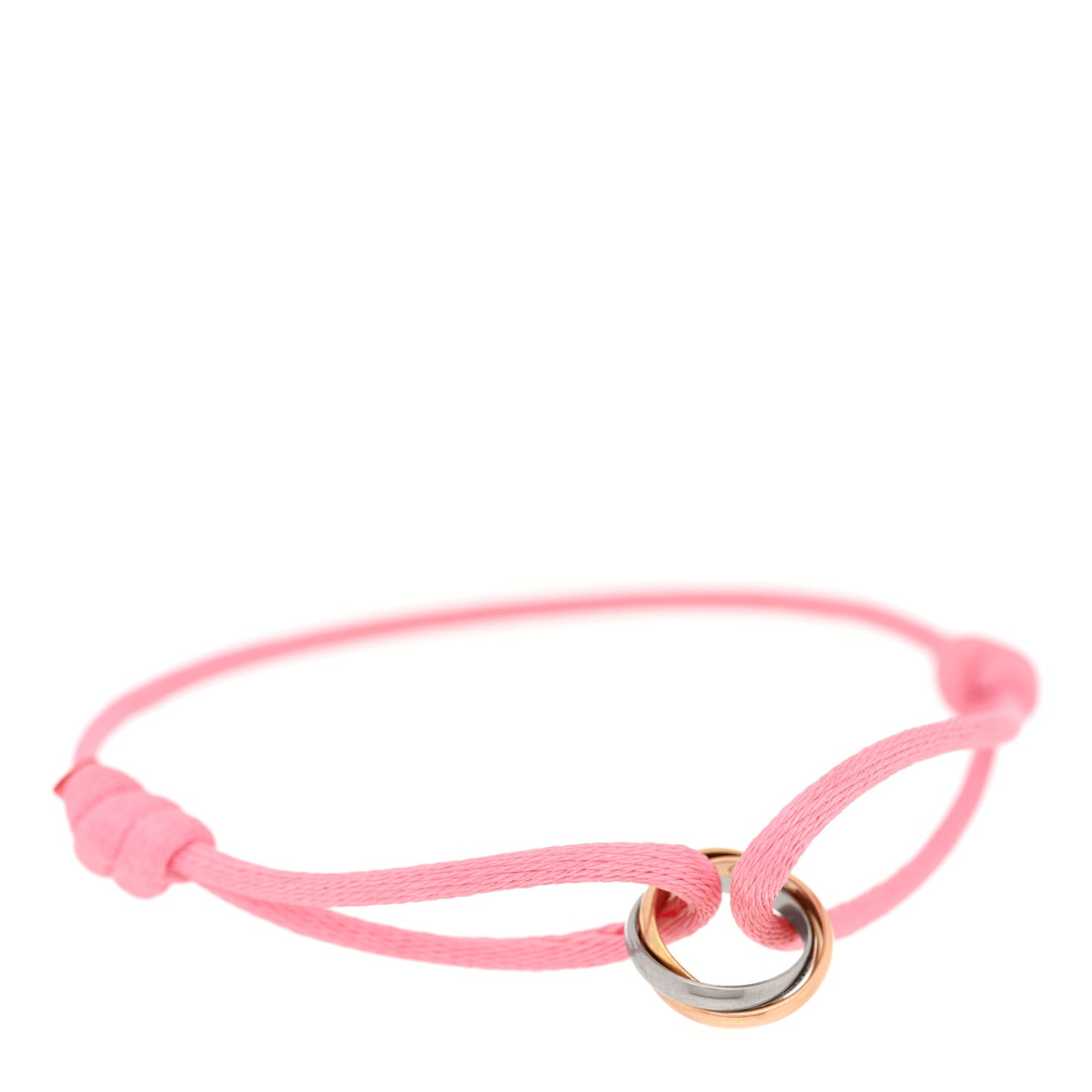 18K Pink Yellow White Gold Trinity Adjustable Cord Bracelet Pink
