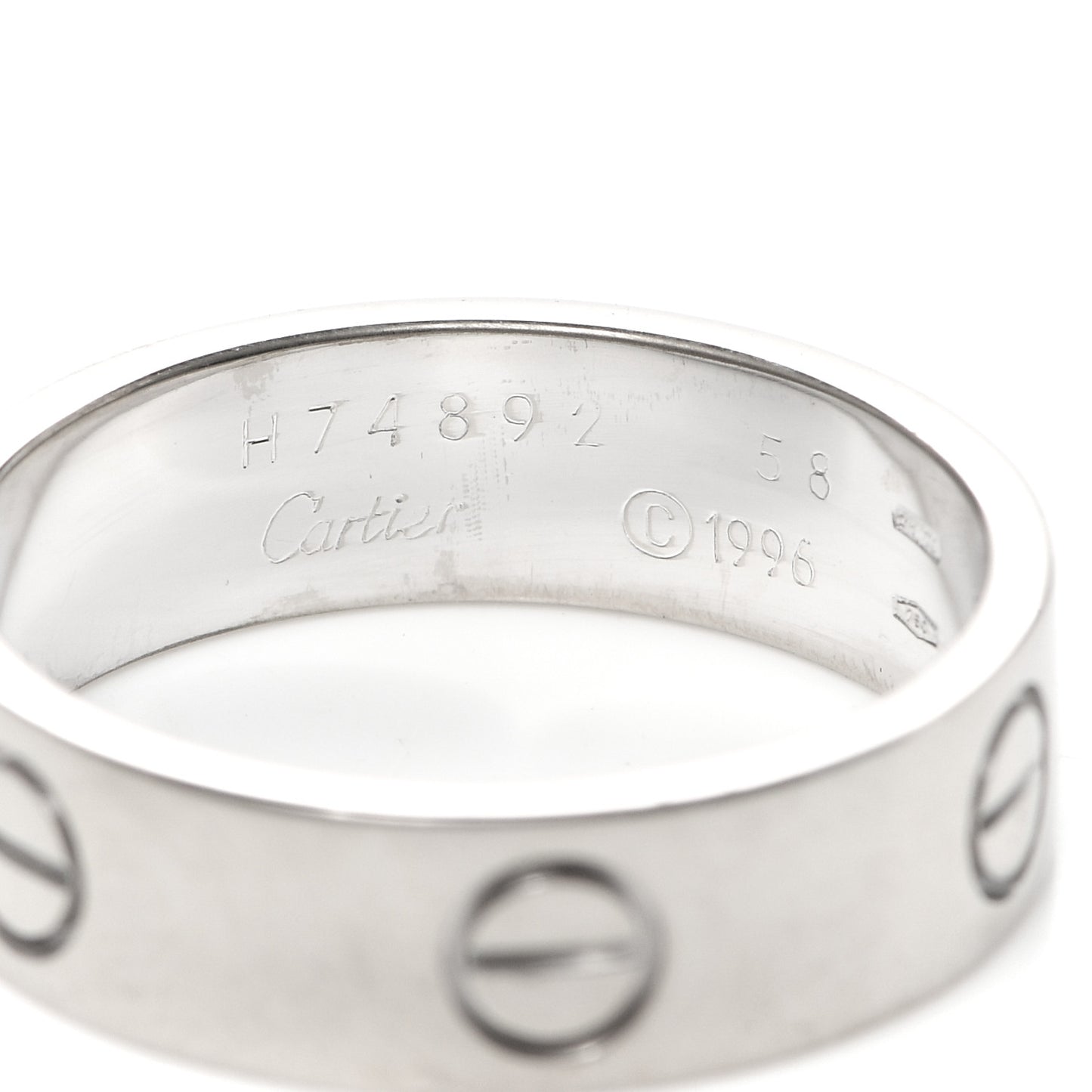 18K White Gold 5.5mm LOVE Ring 58 8.25