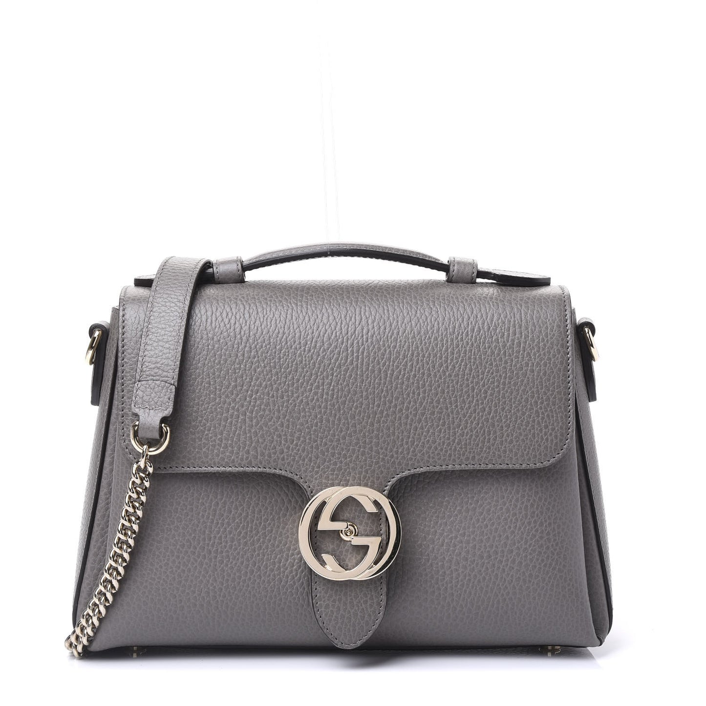 Dollar Calfskin Interlocking G Top Handle Shoulder Bag Loess