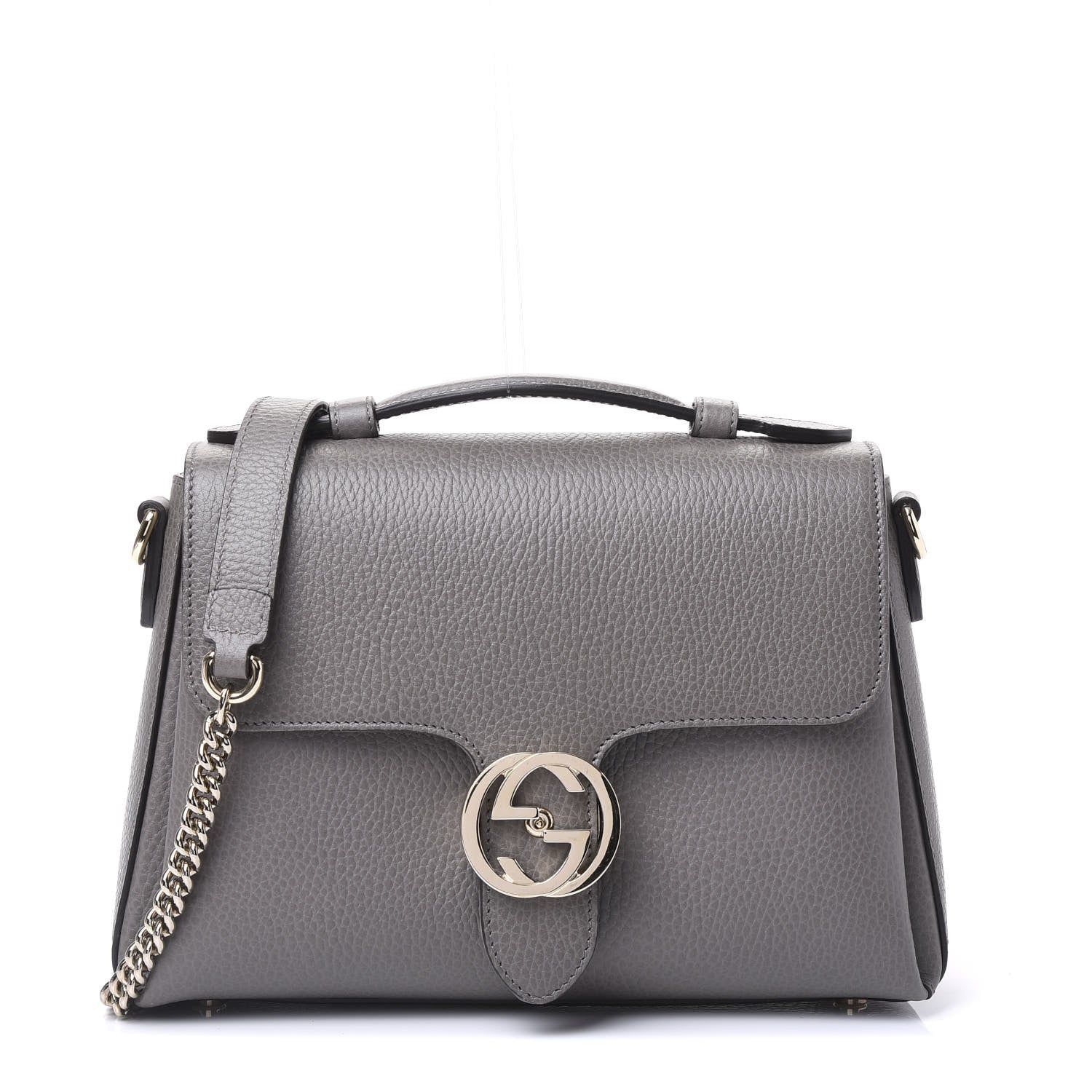 Gucci Dollar Calfskin Interlocking G Top Handle Shoulder Bag Loess 1 of 10