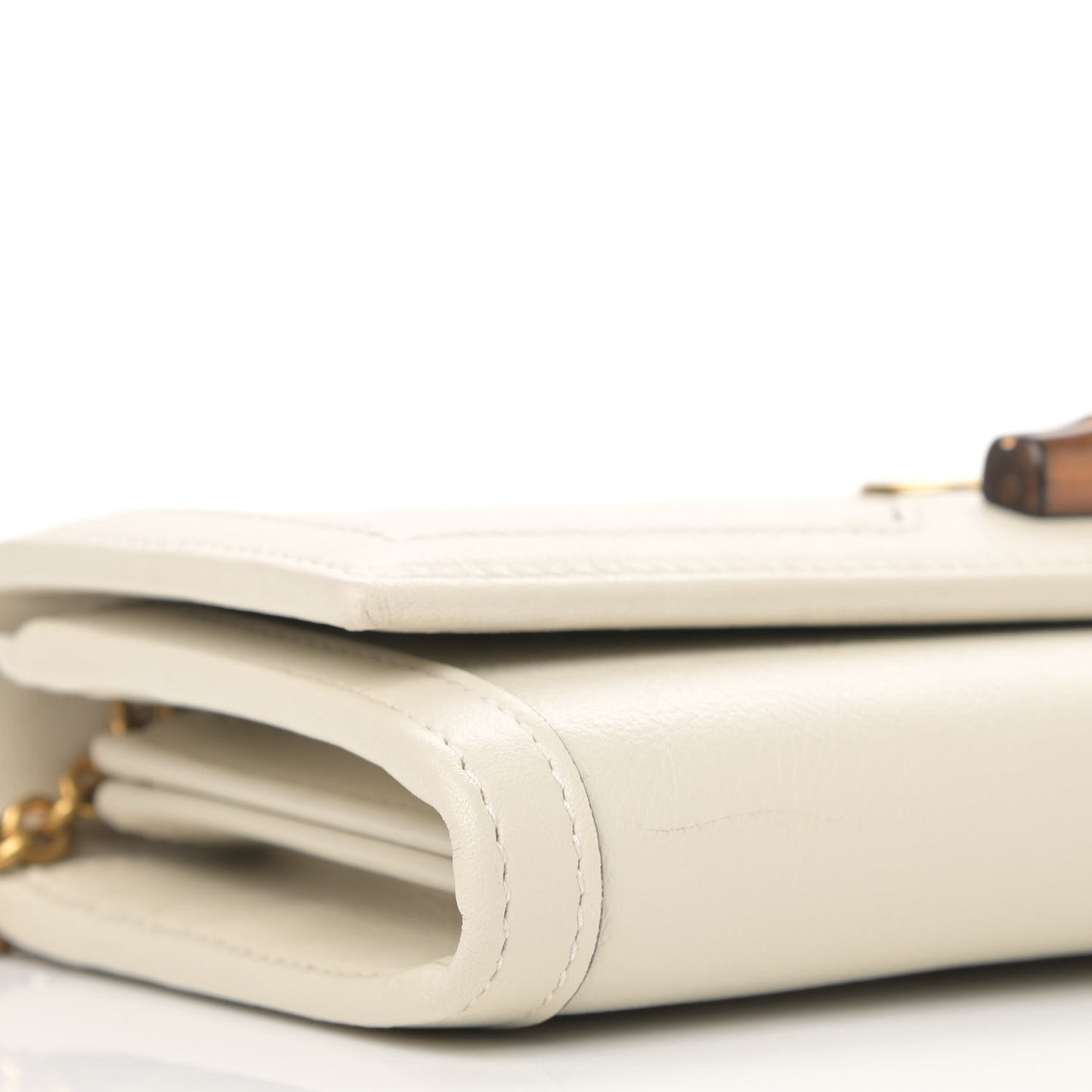 Wonka Grain Calfskin Diana Chain Wallet Mystic White