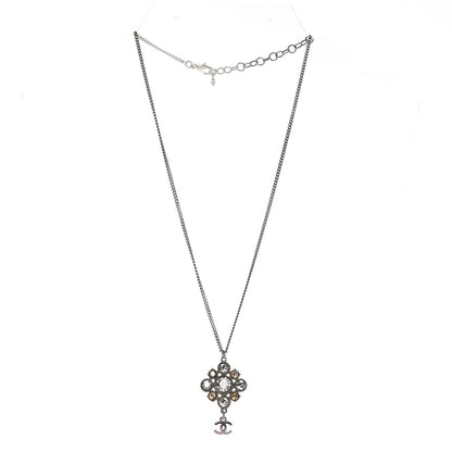 Chanel Crystal CC Necklace Silver 3 of 8