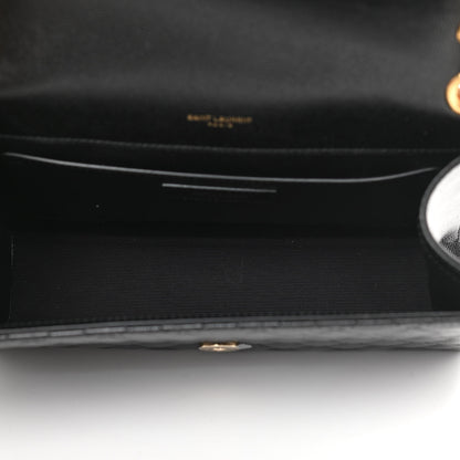 Saint Laurent Grain De Poudre Textured Mixed Matelasse Triquilt Medium Monogram Satchel Black 5 of 10