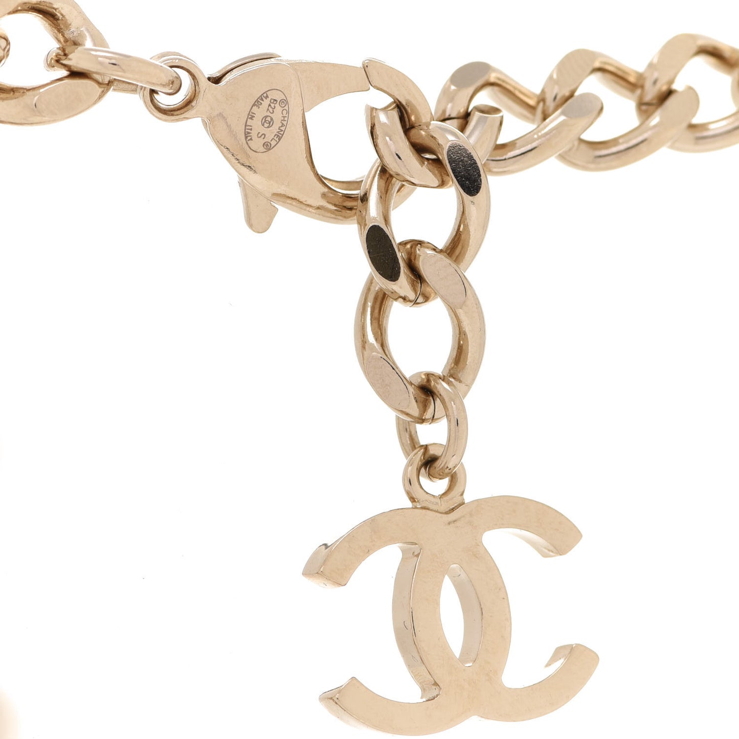 Pearl Crystal CC Chain Choker Necklace Gold