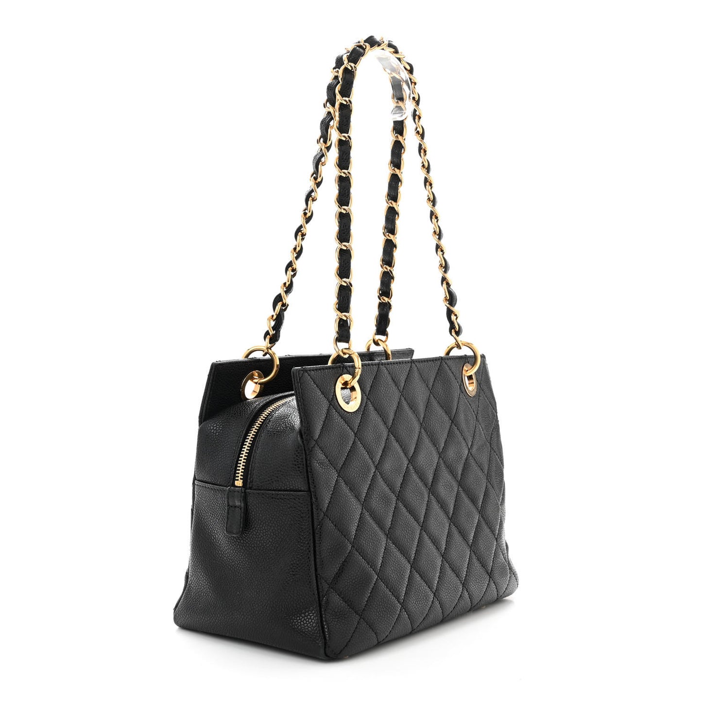 Caviar Quilted Petit Timeless Shopping Tote PTT Black