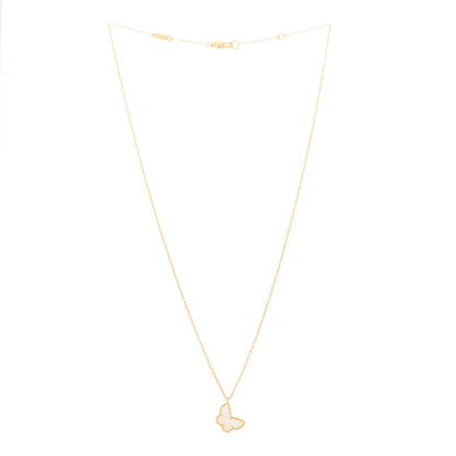 Van Cleef & Arpels 18K Yellow Gold Mother of Pearl Sweet Alhambra Butterfly Pendant Necklace 3 of 6