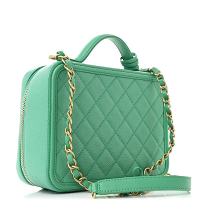 Chanel Caviar Quilted Medium CC Filigree Vanity Case Green 3 of 11