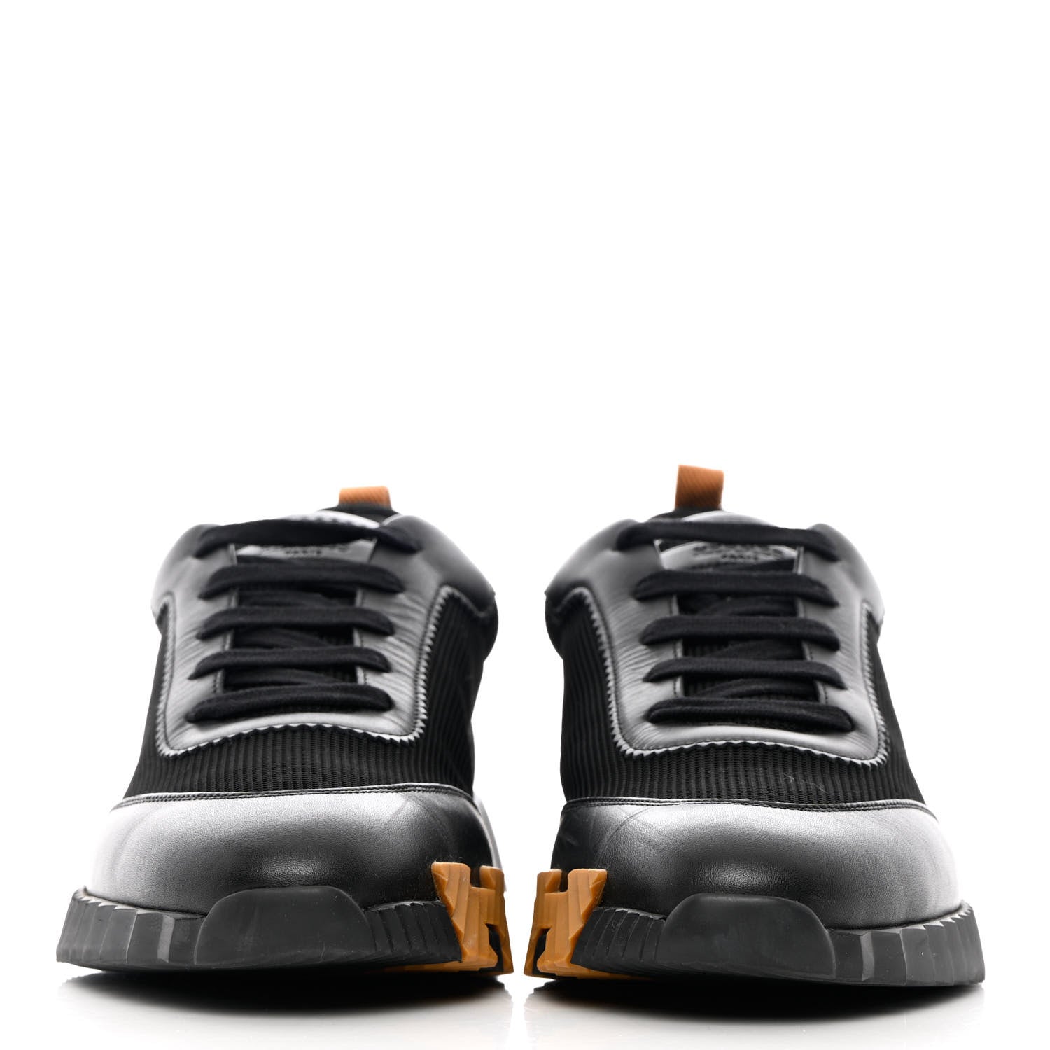 Hermes Technical Canvas Suede Goatskin Bouncing Sneakers 43 Black Miel 2 of 12