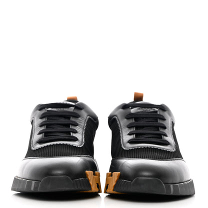 Hermes Technical Canvas Suede Goatskin Bouncing Sneakers 43 Black Miel 2 of 12