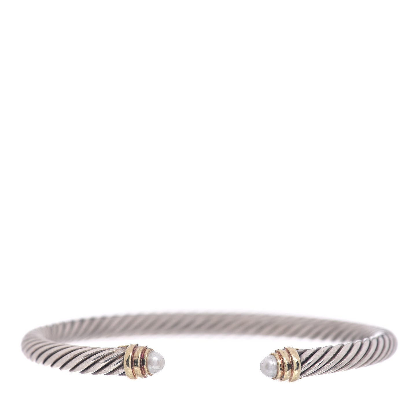 Sterling Silver 14K Yellow Gold Pearl 5mm Cable Classics Petite Color Bracelet