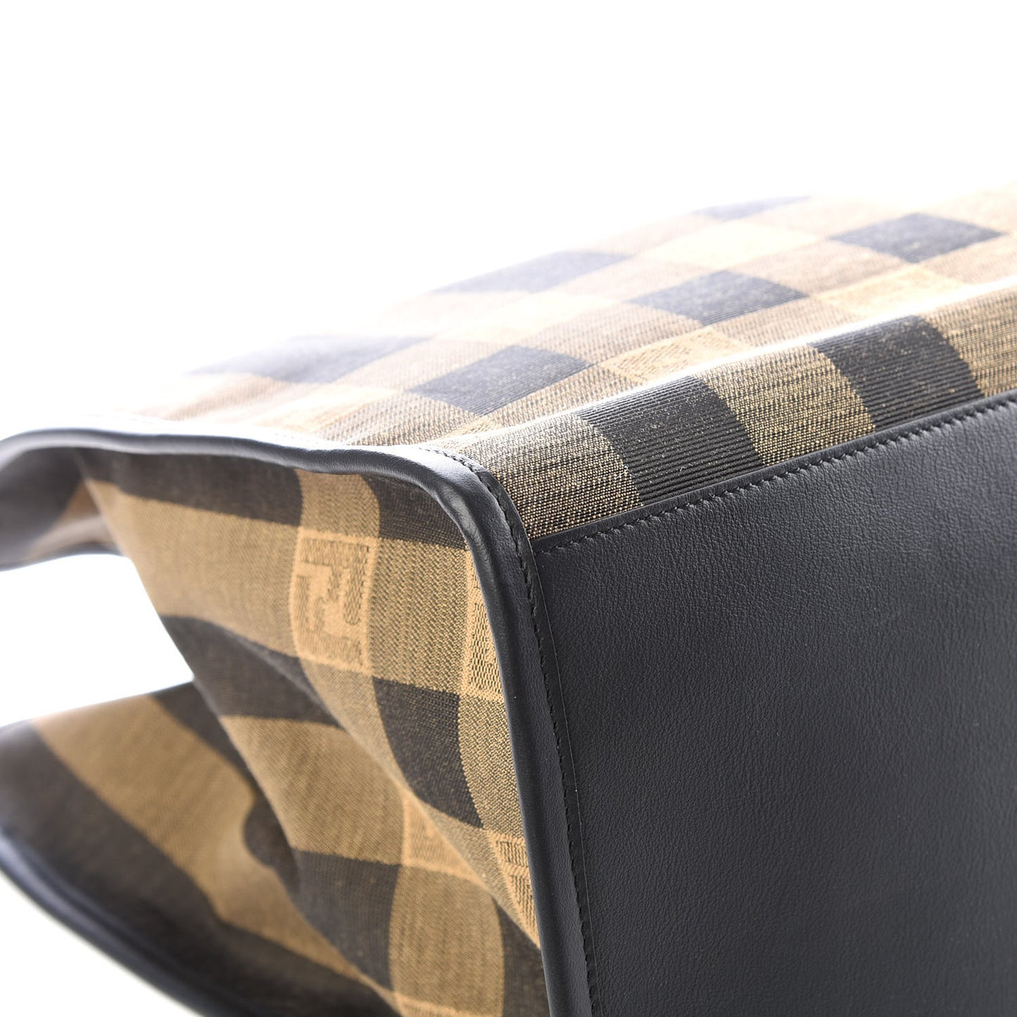 Fabric Jacquard Vitello Seta Plexiglass Pequin Gingham Large Fendi Sunshine Shopper Tote Tobacco Moro Black