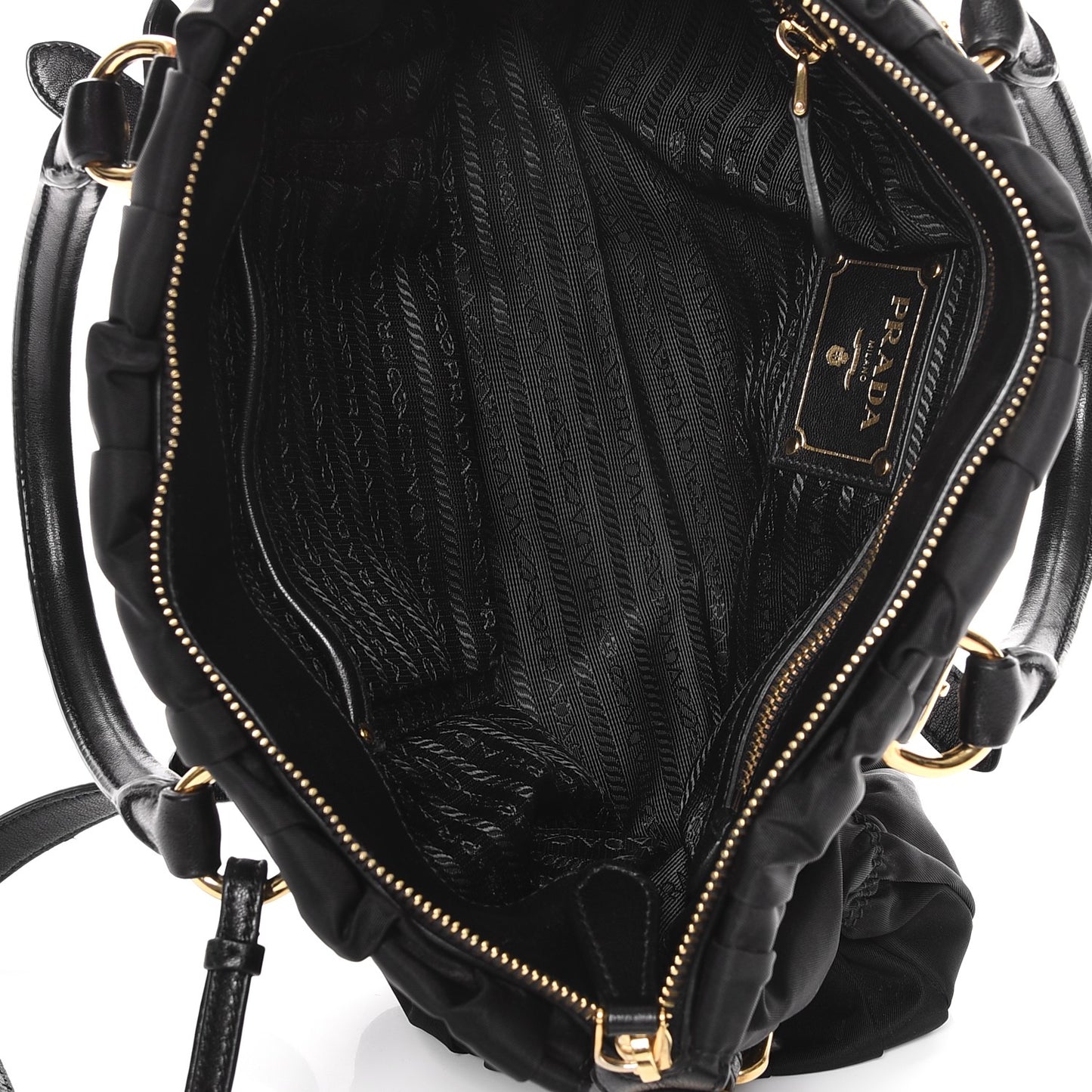 Tessuto Nylon Gaufre Shopping Satchel Black