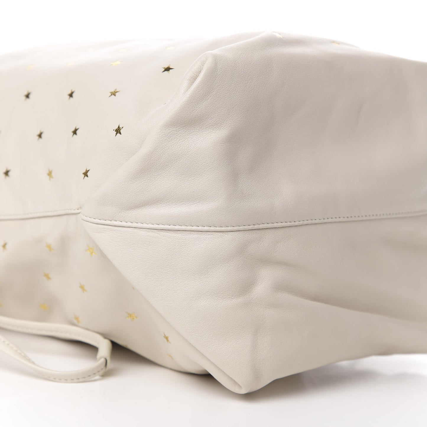 Lambskin Star Printed Teddy Drawstring Bag White