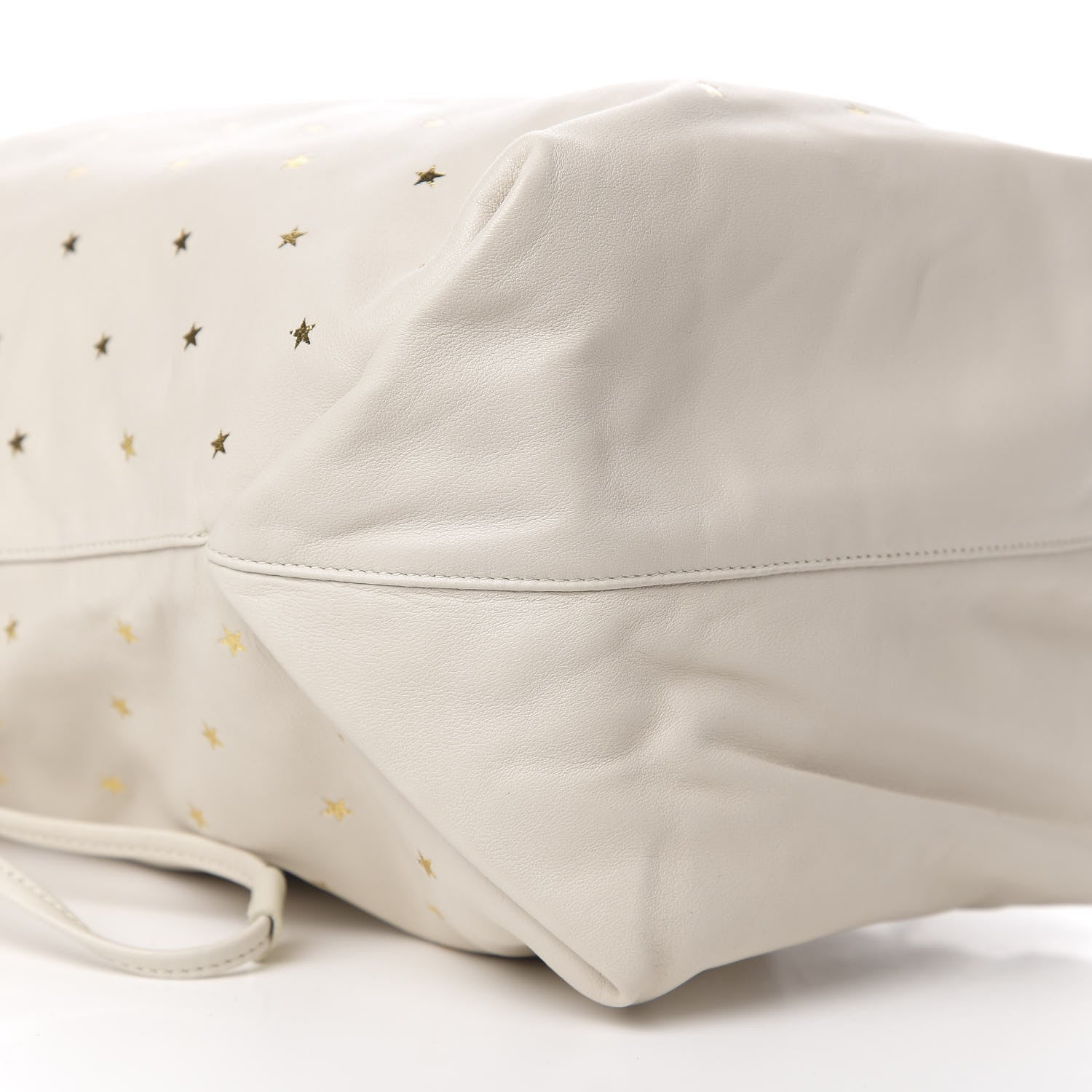 Saint Laurent Lambskin Star Printed Teddy Drawstring Bag White 8 of 10