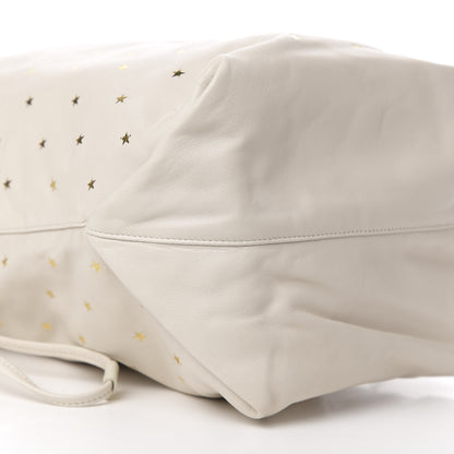 Saint Laurent Lambskin Star Printed Teddy Drawstring Bag White 8 of 10