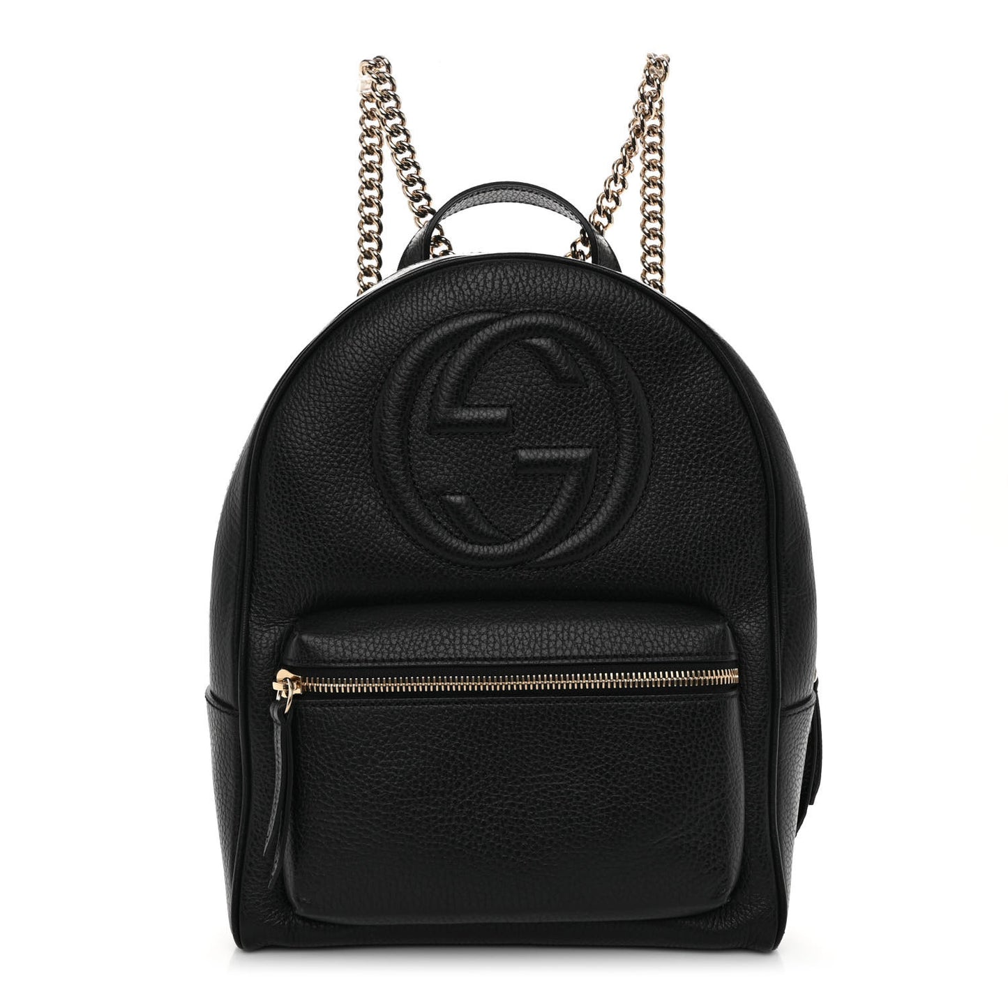 Pebbled Calfskin Soho Chain Backpack Black