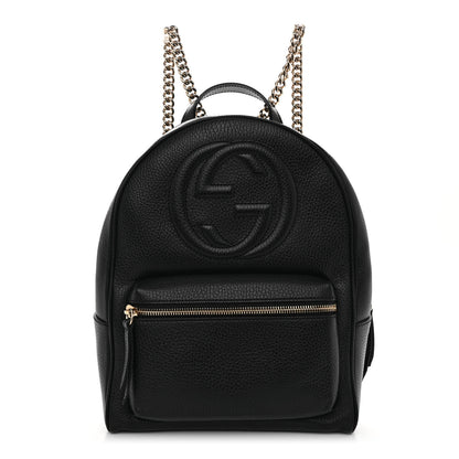 Gucci Pebbled Calfskin Soho Chain Backpack Black 1 of 9