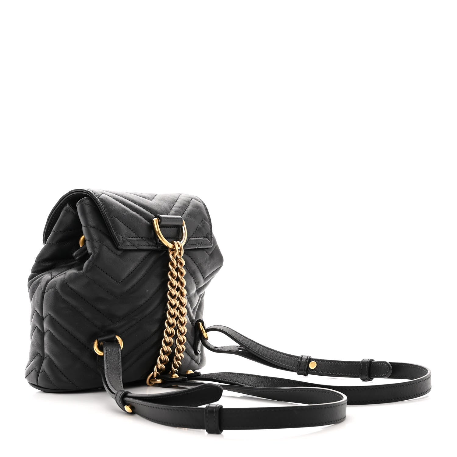 Gucci Calfskin Matelasse GG Marmont Flap Backpack Black 3 of 14