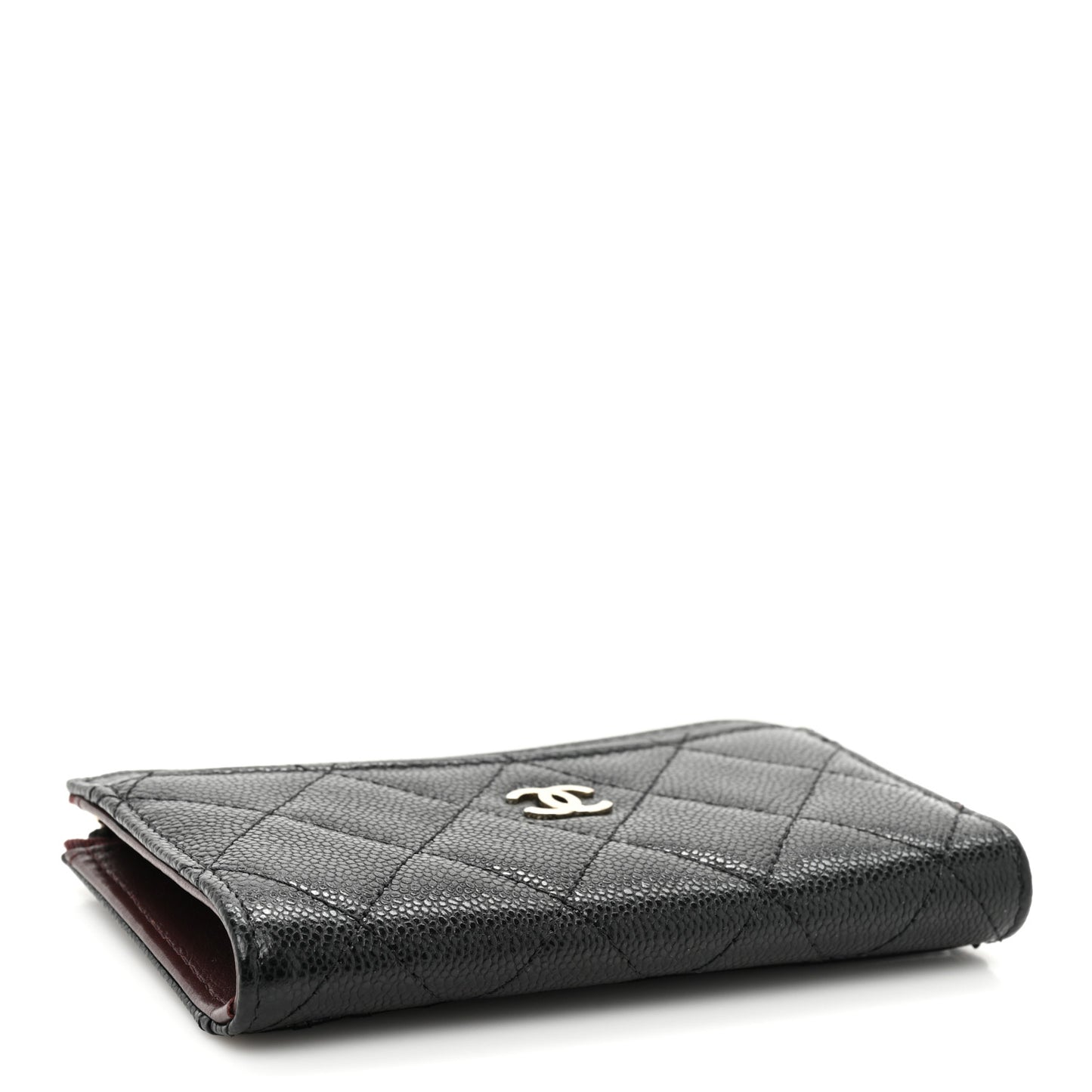 Caviar Quilted CC Zip Around Card Holder Black