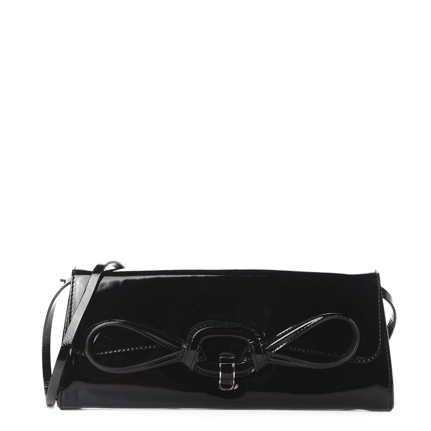 Valentino Garavani Patent Bow Convertible Clutch Black 1 of 11