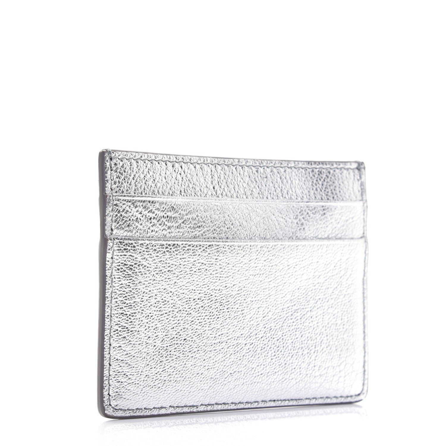 Balenciaga Metallic Goatskin Logo Everyday Multi Card Case Argent Black 3 of 8