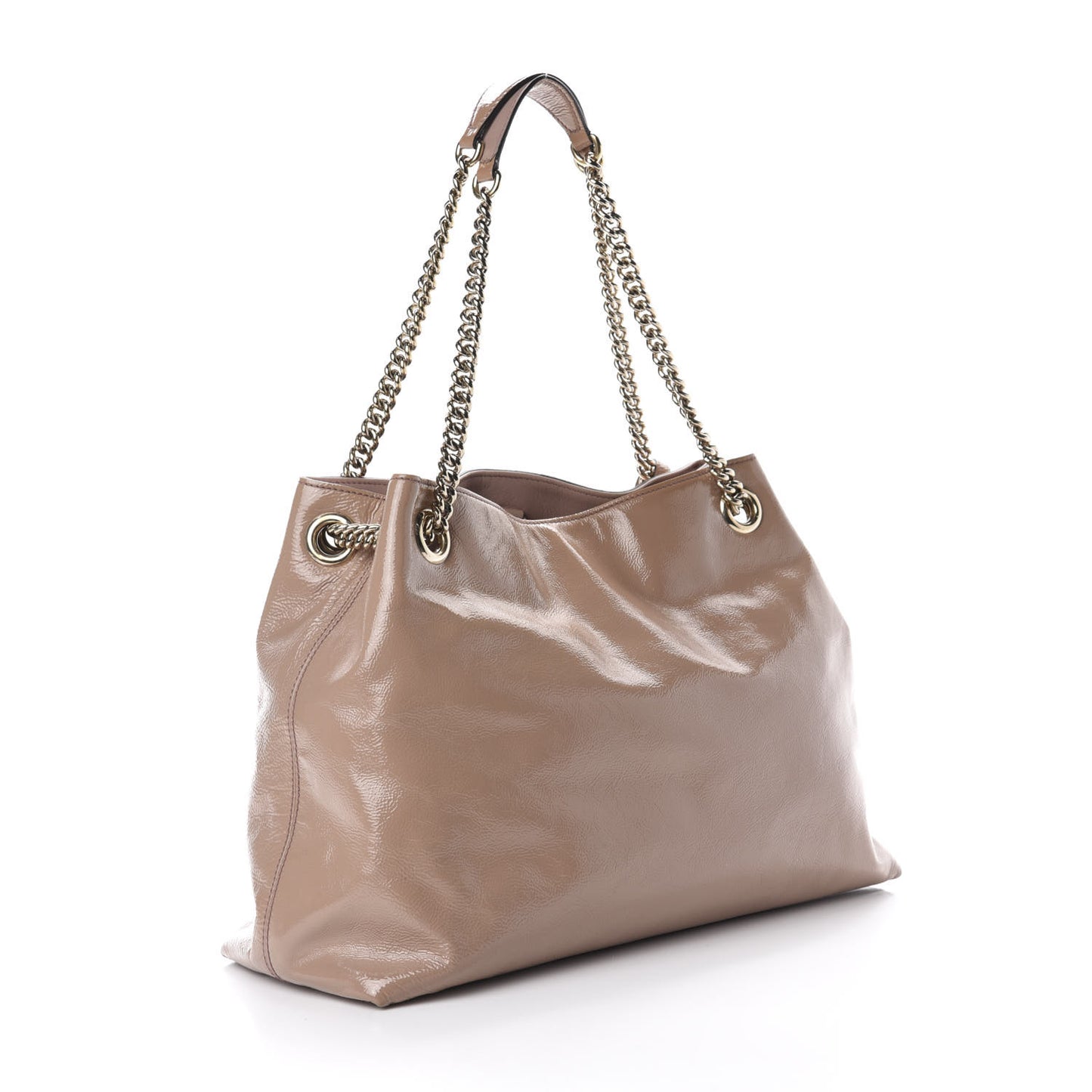 Patent Medium Soho Chain Shoulder Bag Dark Cipria