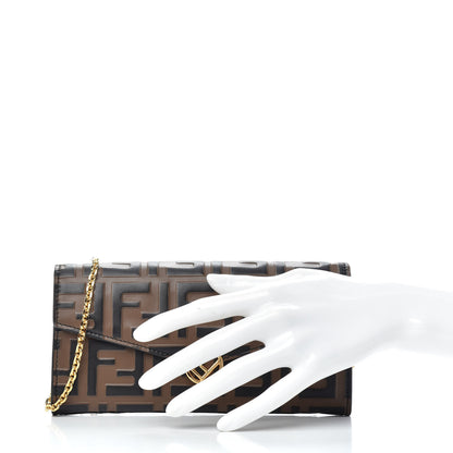Fendi Vitello Soft F is Fendi Bi-Color FF 1974 Embossed Continental Envelope Wallet On Chain Maya Black 2 of 7