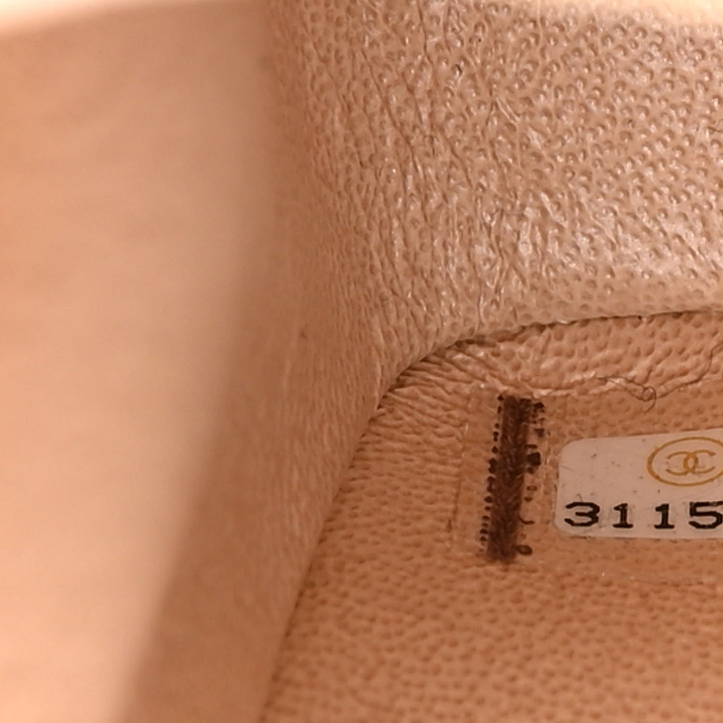Iridescent Calfskin Quilted Mini Rectangular Flap Beige