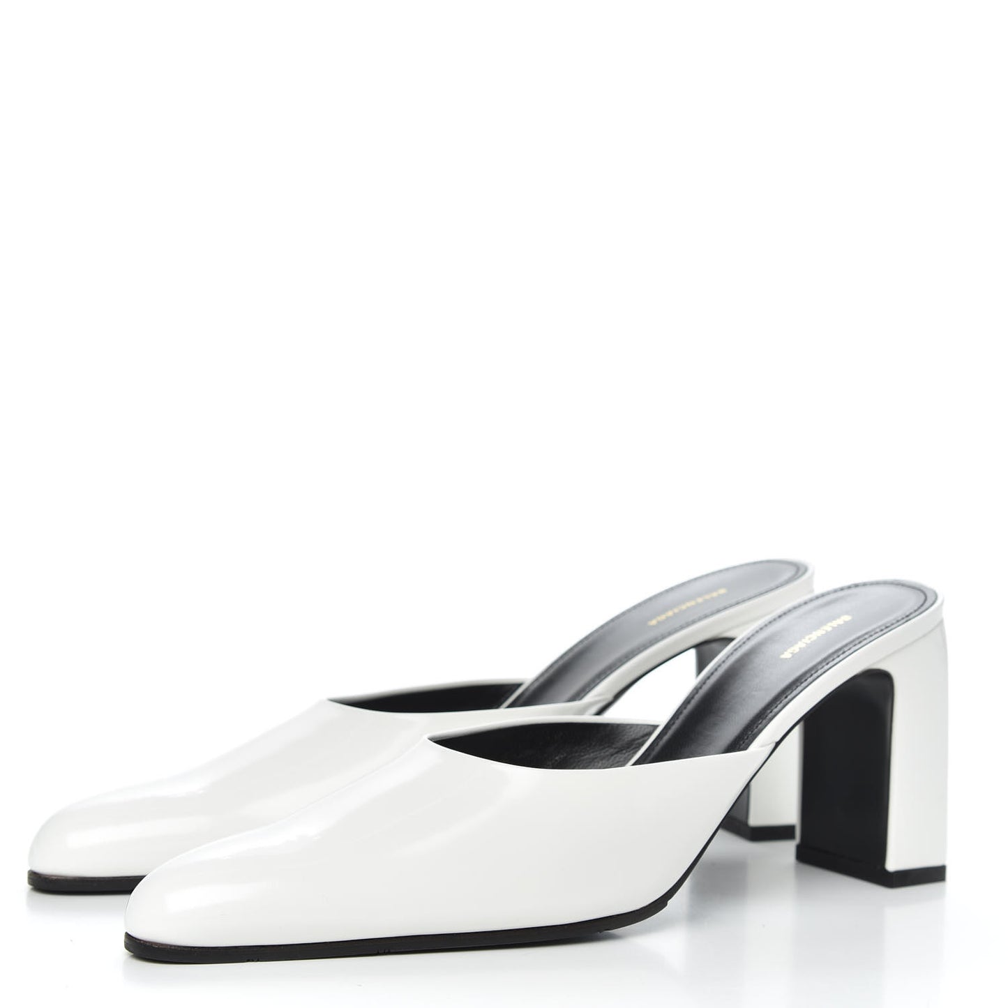 Patinated Calfskin Mule Pumps 39 Optic White