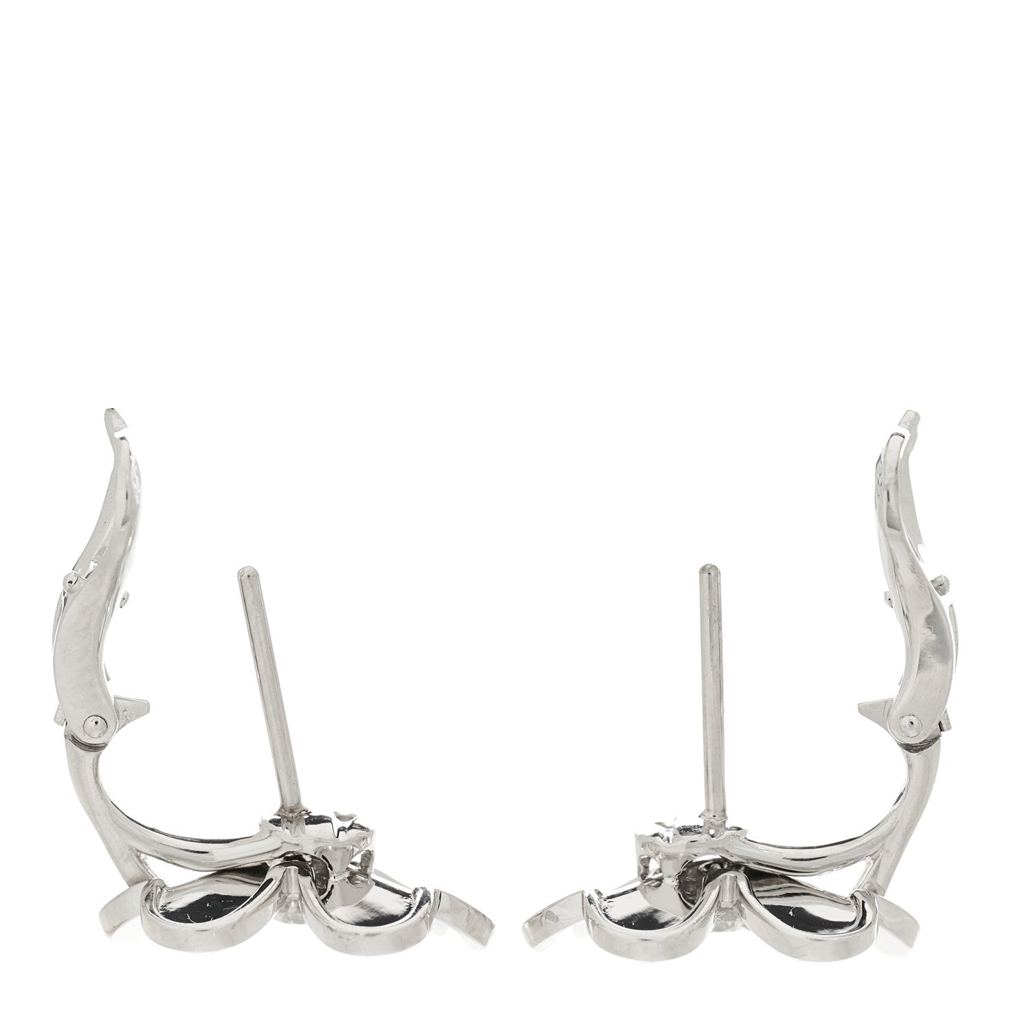 Van Cleef & Arpels 18K White Gold Diamond Small Frivole Earrings 3 of 5
