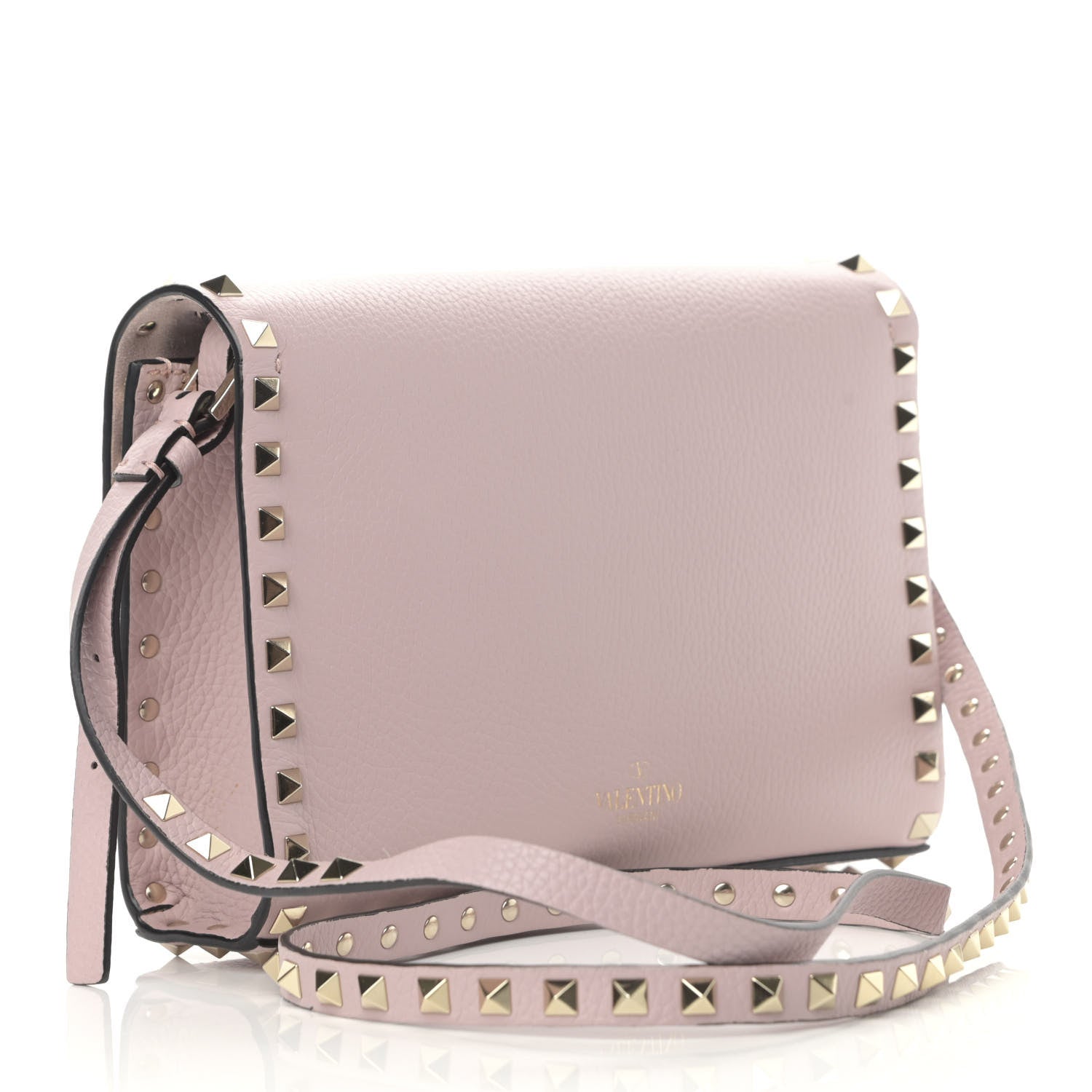 Valentino Garavani Pebbled Calfskin Medium Rockstud Flip Lock Crossbody Bag Loto 2 of 10