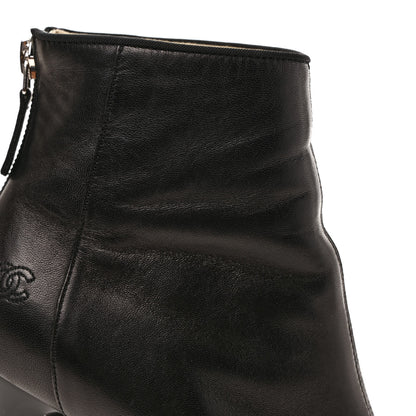 Chanel Lambskin Patent CC Cap Toe Platform Ankle Boots 35.5 Black 8 of 10